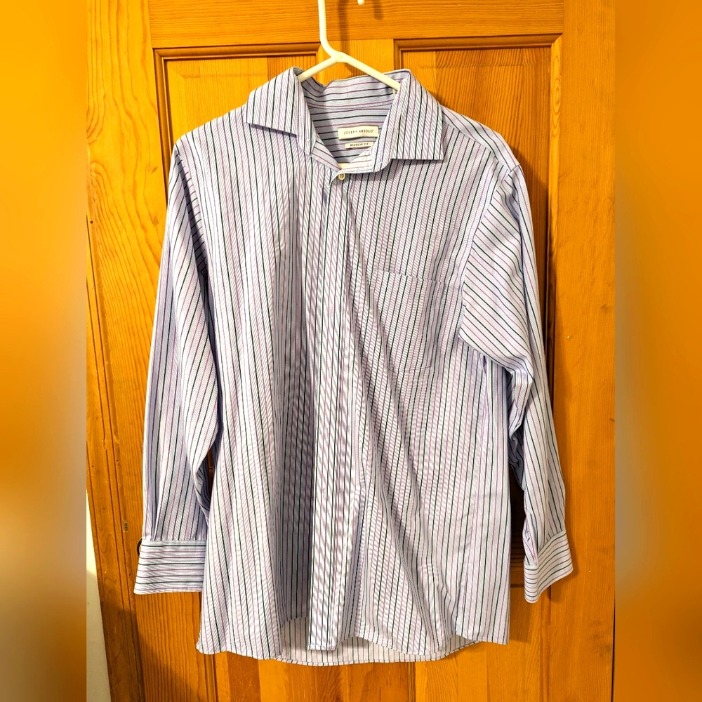 Joseph Abboud Men's Button Down Shirt, Blue with Stripes, Size 15 1/2 32/33
